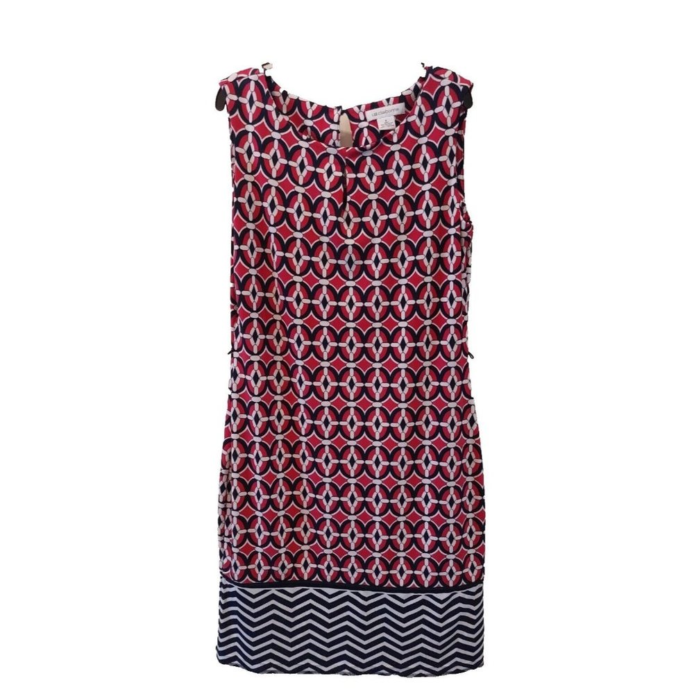 Liz Claiborne Women's A Line Dress Size S sleeveless Black Pink‎ retro career